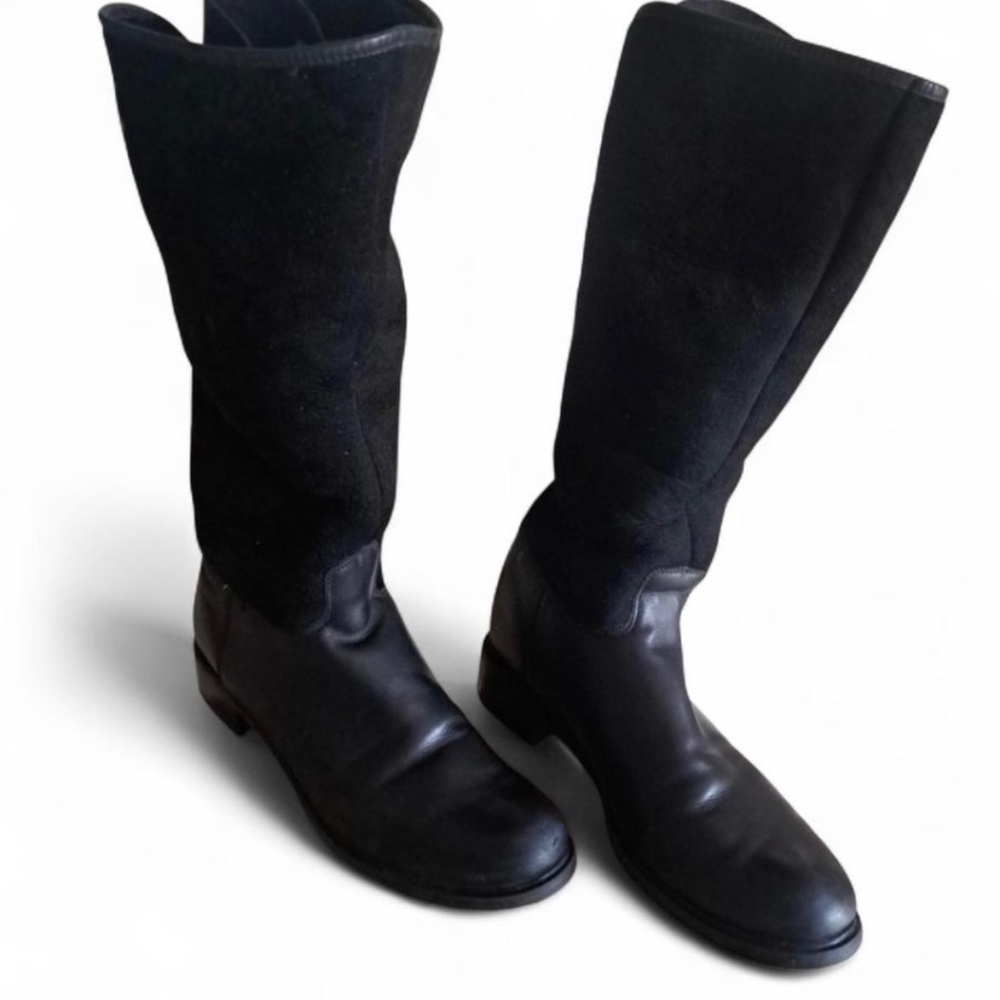 Santana Canada Black Leather & Suede Shearling Lined Boot Size 9
